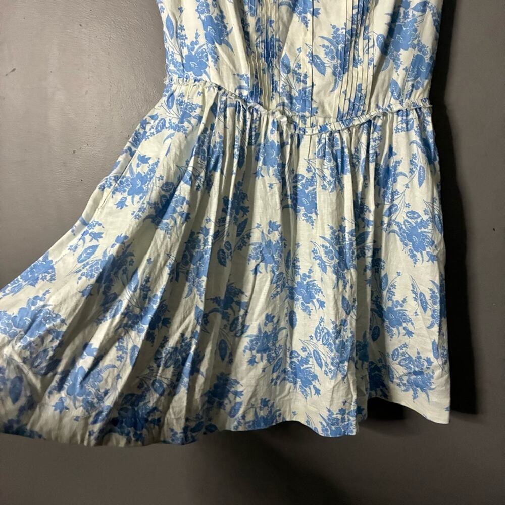 LOVESHACKFANCY Linen Dress Blue Floral Feminine | Coastal Chic Hamptons Preppy 6 - Picture 5 of 13